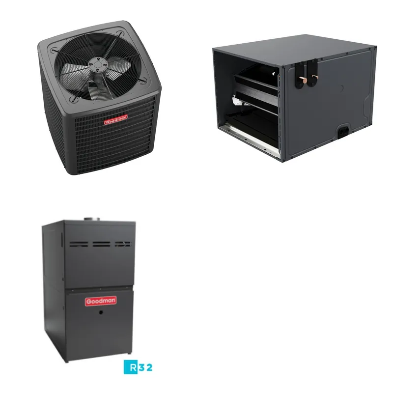 GOODMAN GLXS4BA4210+CHPTA4230C3+GR9S801005CN - 3.5 Ton Ducted Air Conditioner & Gas Furnace System - R-32