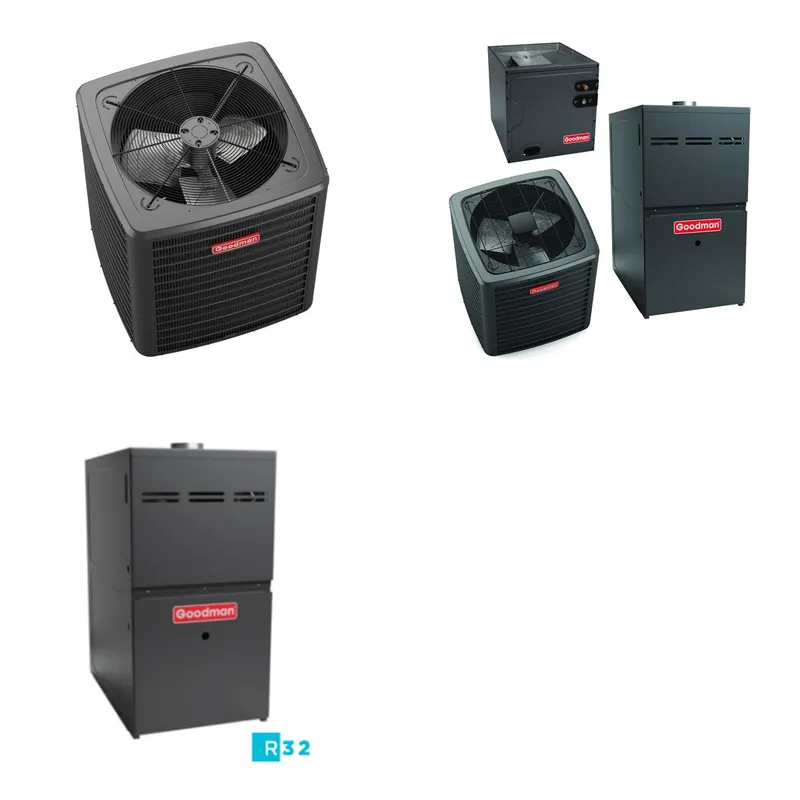 GOODMAN GLXS5BA3610+CAUTA4230C3+GR9S801005CN - 3 Ton Ducted Air Conditioner & Gas Furnace System - R-32