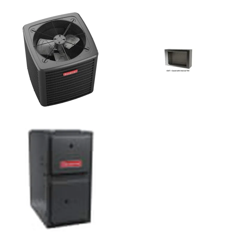 GOODMAN GLXS5BA2410+CSCT3012M3+GR9S920603BN - 2 Ton Ducted Air Conditioner & Gas Furnace System - R-32